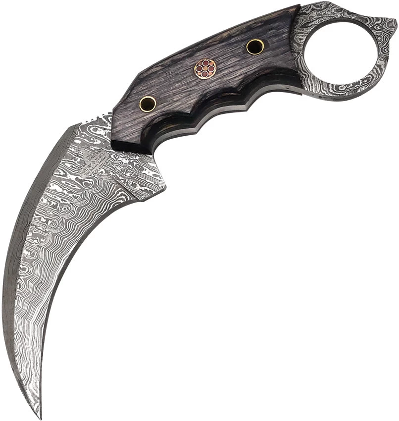 FH Knives Damascus Karambit Black Pakkawood Fixed Blade Knife KMBT002 3 FH Knives Damascus Karambit Black Pakkawood Fixed Blade Knife KMBT002