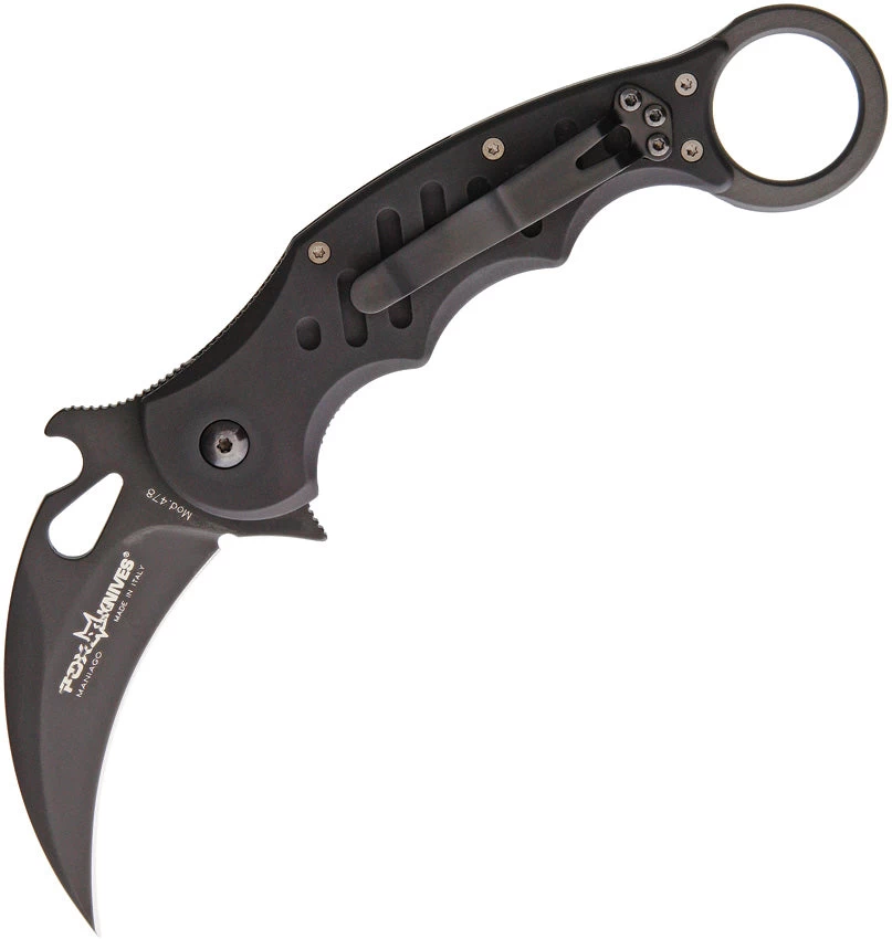 Fox Karambit Black Smooth Aluminum Folding Stainless Pocket Knife 478B 3 Fox Karambit Black Smooth Aluminum Folding Stainless Pocket Knife 478B