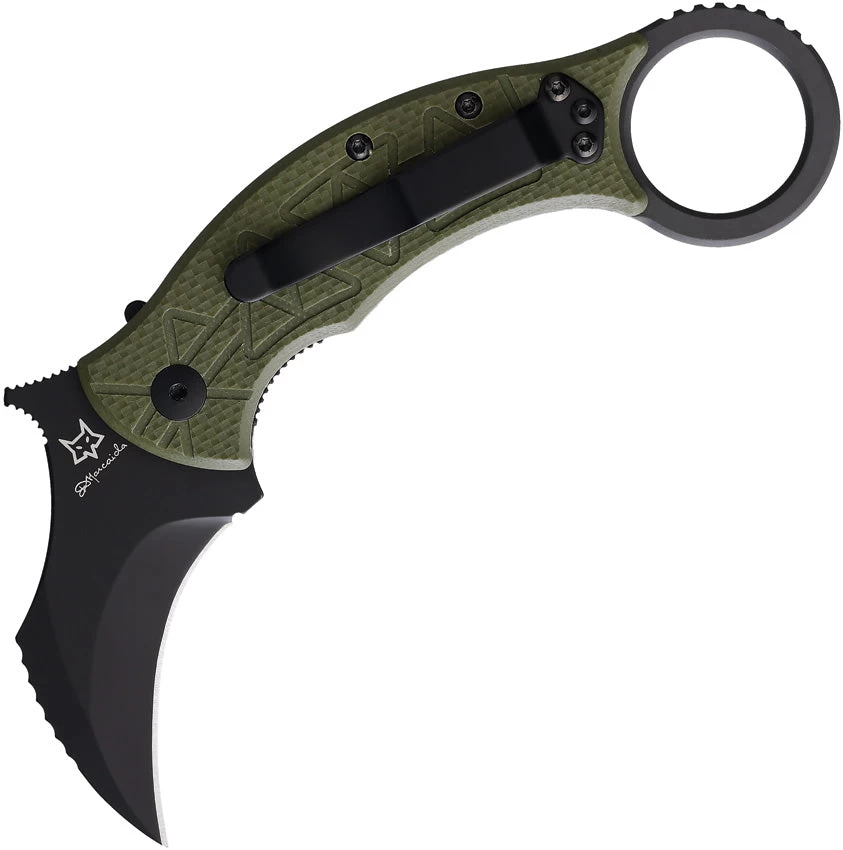 Fox Tribal K Karambit Linerlock Green G10 Folding Bohler M390 Pocket Knife 802OD 3 Fox Tribal K Karambit Linerlock Green G10 Folding Bohler M390 Pocket Knife 802OD
