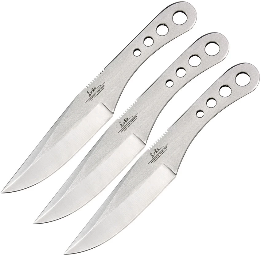 Gil Hibben 3pc Thrower II Stainless Handles Fixed Blade Triple Knife Set 455C 3 Gil Hibben 3pc Thrower II Stainless Handles Fixed Blade Triple Knife Set 455C