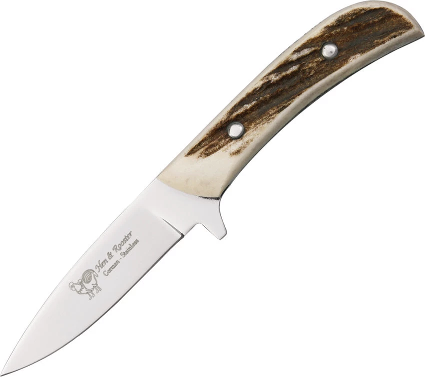 Hen & Rooster Small Bowie Fixed Blade Knife Deer Stag Stainless W/ Sheath 5005 3 Hen & Rooster Small Bowie Fixed Blade Knife Deer Stag Stainless W/ Sheath 5005