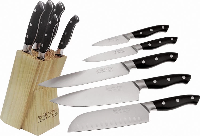 Hen & Rooster 5pc Black Kitchen Knife Set W/ Storage Block I062 3 Hen & Rooster 5pc Black Kitchen Knife Set W/ Storage Block I062