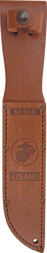 Ka-Bar USMC Marine Corp Fighting Fixed Knife Brown Leather Belt Sheath 1217S
