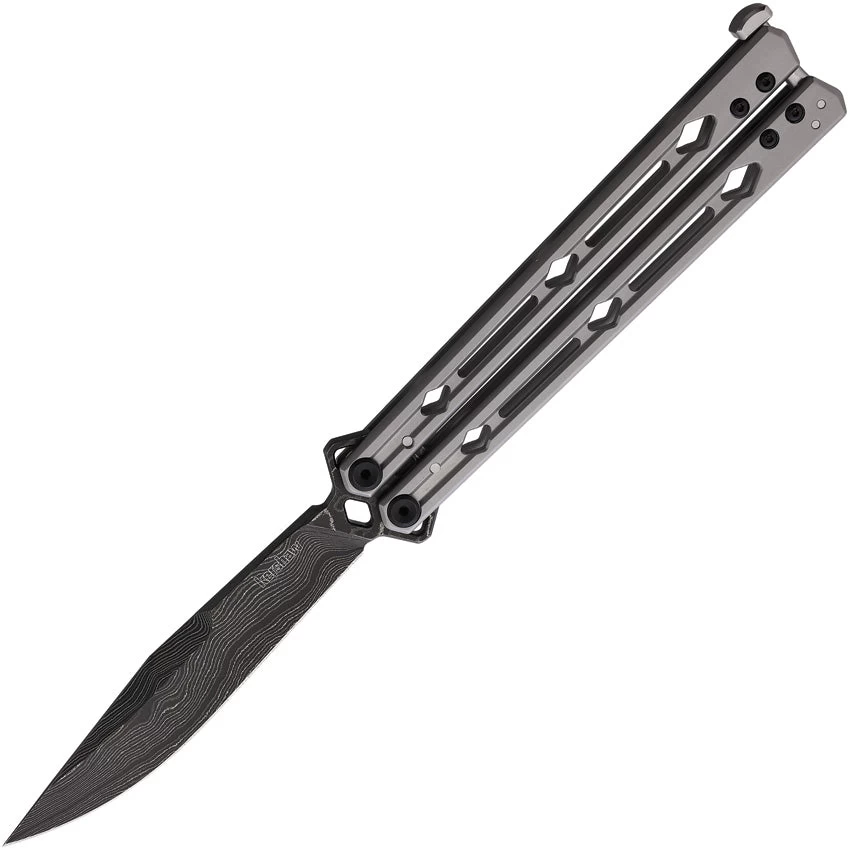 Kershaw Lucha Balisong Bead Blast Stainless Damascus Butterfly Knife 5150DAM 3 Kershaw Lucha Balisong Bead Blast Stainless Damascus Butterfly Knife 5150DAM