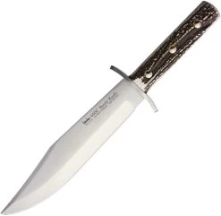 Linder Bowie Stag 440C Stainless Clip Point Fixed Blade Knife W/ Sheath 177425
