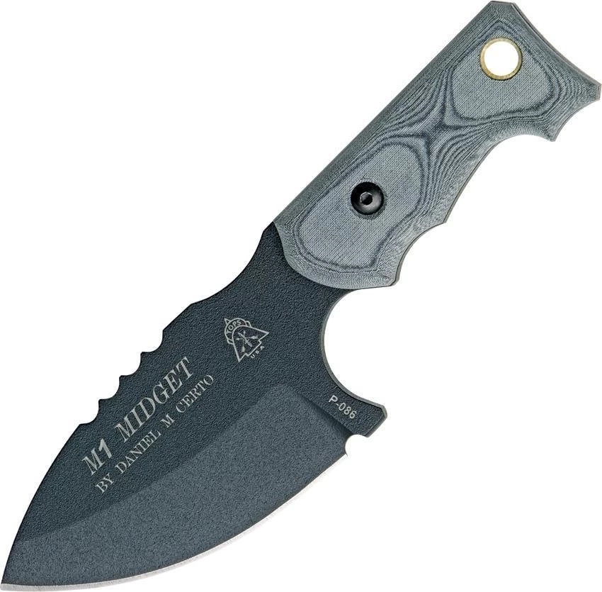 TOPS Knives M1 Midget Fixed Hunter Pt Sawback Blade Black Handle Knife M1MGT01 4 TOPS Knives M1 Midget Fixed Hunter Pt Sawback Blade Black Handle Knife M1MGT01 - Image 2