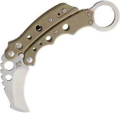 Mantis Vuja De Karambit Desert Tan Folding Pocket Knife Button Lock MK4DT