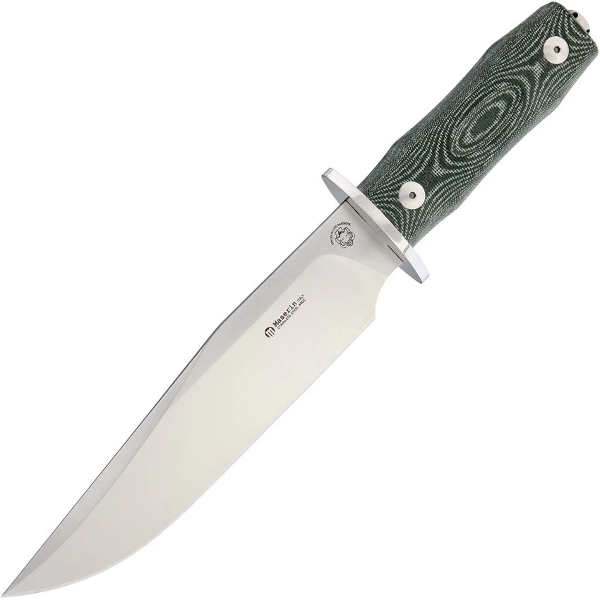 Maserin Bowie 13.5" Green Micarta Fixed Blade Knife + Sheath 977mcv 3 Maserin Bowie 13.5" Green Micarta Fixed Blade Knife + Sheath 977mcv
