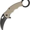 Mantis Karambit Linerlock Desert A/O Folding Pocket Knife Stainless MK5T