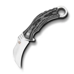 QSP EAGLE Black & White Karambit D2 Folding Knife 120e