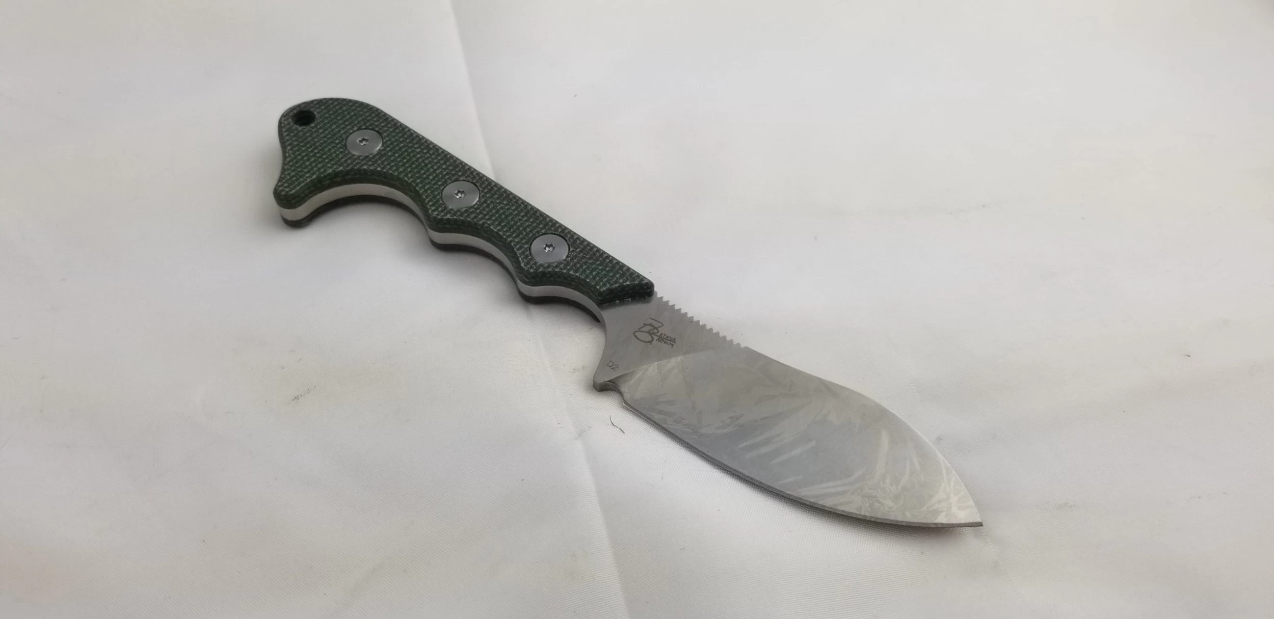 QSP Knives Neckmuk Green Micarta D2 Steel Fixed Blade Neck Knife W/ Sheath 125F 5 QSP Knives Neckmuk Green Micarta D2 Steel Fixed Blade Neck Knife W/ Sheath 125F - Image 3