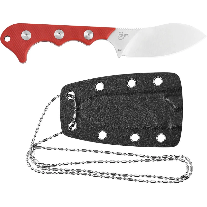 QSP Knife Neckmuk Fixed Blade Neck Knife Red G10 D2 Steel W/ Sheath 125G 5 QSP Knife Neckmuk Fixed Blade Neck Knife Red G10 D2 Steel W/ Sheath 125G - Image 3