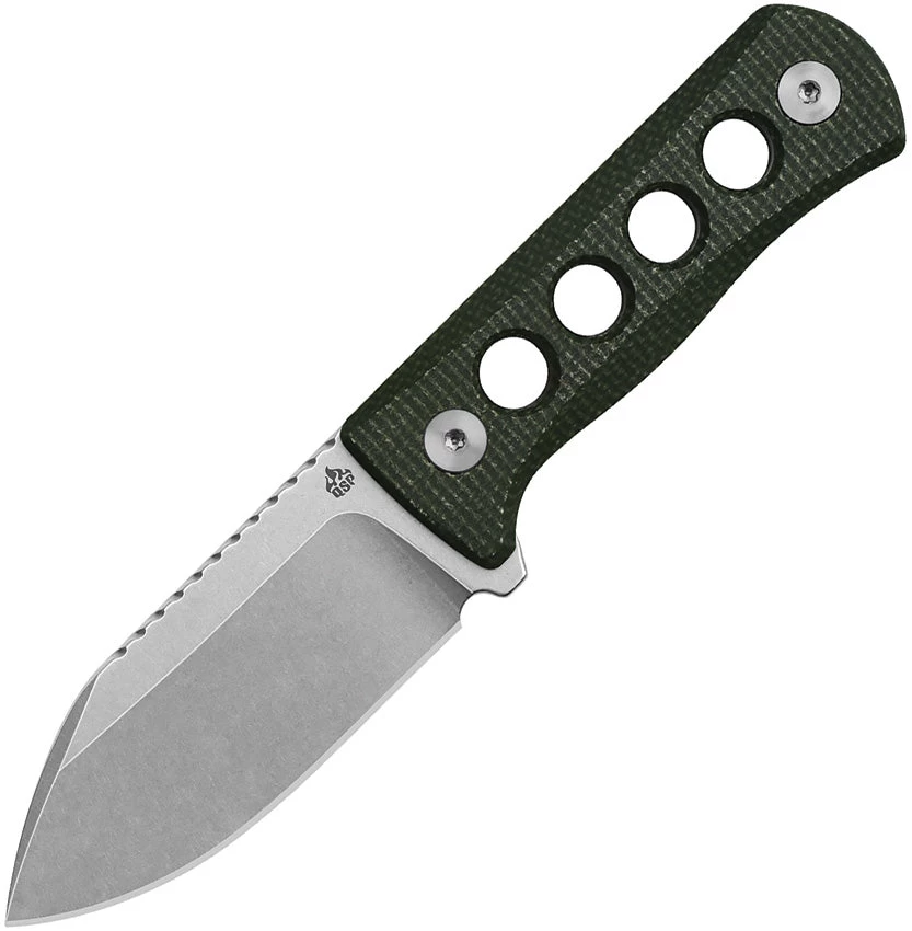 QSP Knife Canary Fixed Blade Neck Knife Green Micarta Stonewash 14C28N 141C1 3 QSP Knife Canary Fixed Blade Neck Knife Green Micarta Stonewash 14C28N 141C1