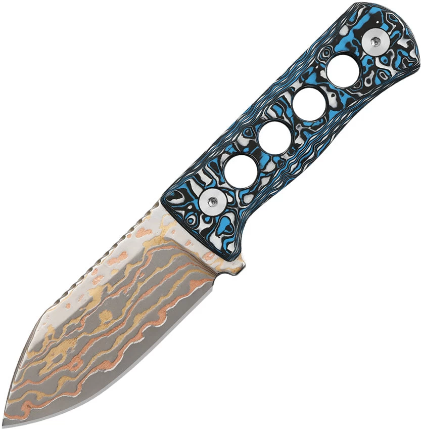 QSP Knife Canary Frost Carbon Fiber Copper Damascus Fixed Blade Neck Knife 141G 3 QSP Knife Canary Frost Carbon Fiber Copper Damascus Fixed Blade Neck Knife 141G