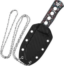 QSP Knife Canary Nebula Carbon Fiber Copper Damascus Fixed Blade Neck Knife 141H -Knives = the best. QS141H add 03