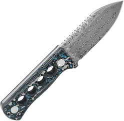 QSP Knife Canary Frost Carbon Fiber Damascus Steel Fixed Blade Neck Knife 141I -Knives = the best. QS141I add 02