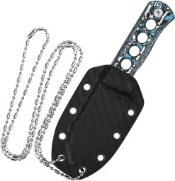 QSP Knife Canary Frost Carbon Fiber Damascus Steel Fixed Blade Neck Knife 141I -Knives = the best. QS141I add 03