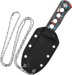 QSP Knife Canary Nebula Carbon Fiber Damascus Steel Fixed Blade Neck Knife 141J -Knives = the best. QS141J add 03