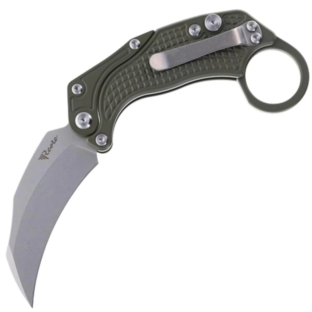 Reate Knives EXO-K Karambit Button Lock OD Green Aluminum Folding N690 Pocket Knife 118 3 Reate Knives EXO-K Karambit Button Lock OD Green Aluminum Folding N690 Pocket Knife 118