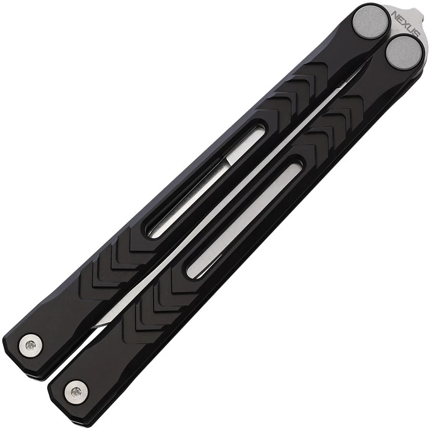 Revo Nexus Balisong Black Aluminum 154CM Stainless Butterfly Knife NXSPVBK 4 Revo Nexus Balisong Black Aluminum 154CM Stainless Butterfly Knife NXSPVBK - Image 2
