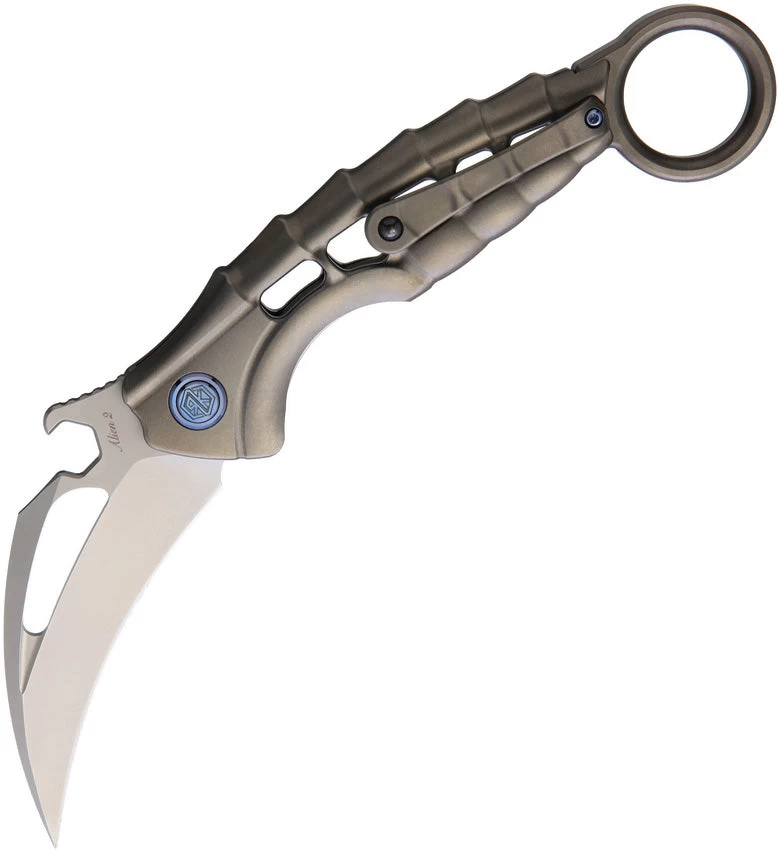 Rike Knife Alien 2 Linerlock Gray Titanium Karambit Folding Knife Alien2g 3 Rike Knife Alien 2 Linerlock Gray Titanium Karambit Folding Knife Alien2g