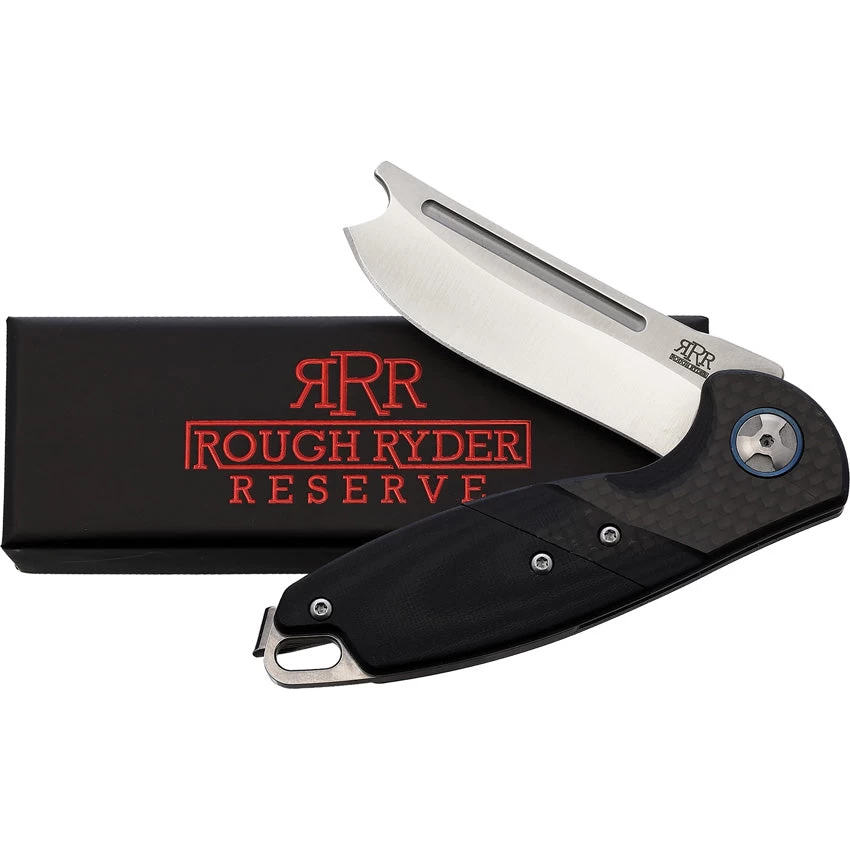 Rough Ryder Reserve One Arm Razor A/O Black G10 & CF Folding D2 Pocket Knife 036 5 Rough Ryder Reserve One Arm Razor A/O Black G10 & CF Folding D2 Pocket Knife 036 - Image 3