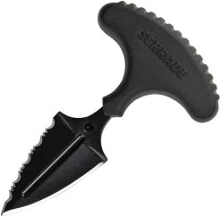 SCHRADE 2.75" Black Partially Serrated Edge Push Dagger Fixed Blade Knife W/ Keychain - F50