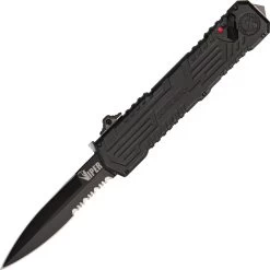 Schrade Viper Out The Front 3rd Generation Serrated Blade Black Knife OTF3BS