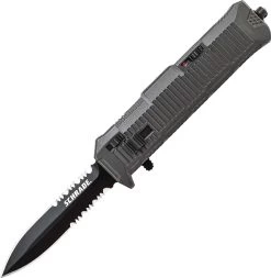 Schrade Out The Front Assist Spear Serrated Blade Gray Zytel Handle Knife OTF8BS