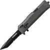 Schrade Actuator Out The Front Assist Tanto Serrated Stainless Blade Gray Handle Knife OTF8TBS -Knives = the best. SCHOTF8TBS