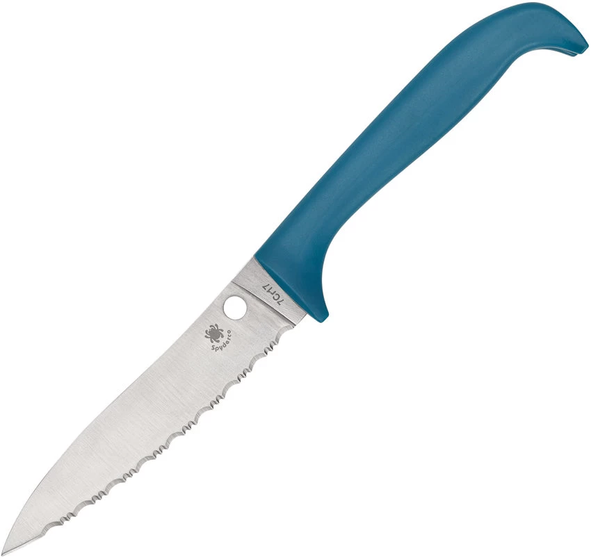 Spyderco Counter Puppy Blue Serrated Kitchen Knife 20sbl 3 Spyderco Counter Puppy Blue Serrated Kitchen Knife 20sbl
