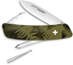 Swiza C02 Button Lock Knife Corkscrew Tweezers Green Camo Multi-Tool 202050
