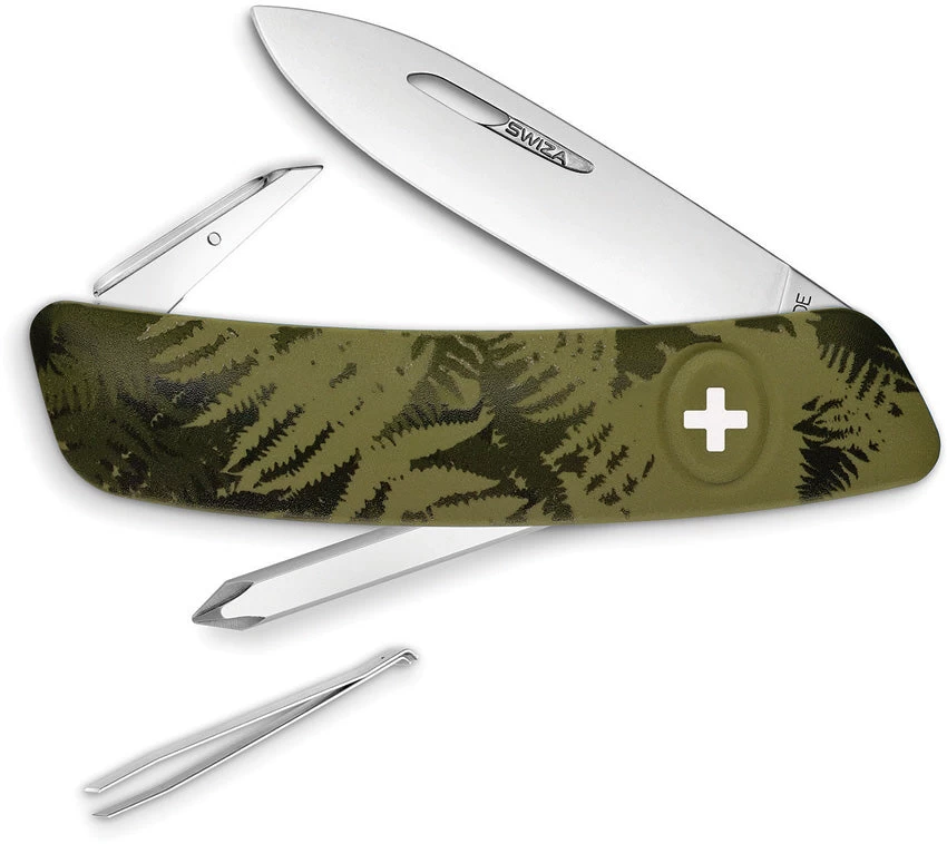 Swiza C02 Button Lock Knife Corkscrew Tweezers Green Camo Multi-Tool 202050 3 Swiza C02 Button Lock Knife Corkscrew Tweezers Green Camo Multi-Tool 202050