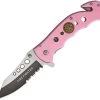 Tac Force Rescue Linerlock A/O Firefighter Pink Handle Folding Knife 498PFD