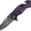 Tac Force Dragon Strike A/O Black & Purple Rescue Linerlock Folding Knife 686BP -Knives = the best. TF686BP