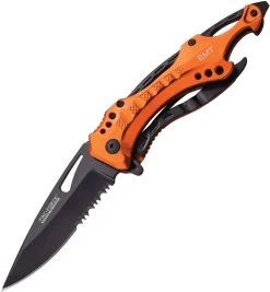 Tac Force Emergency Linerlock A/O Black & Orange Handle Folding Knife 705EM