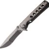 Tac Force Linerlock A/O Gray Stainless Handle Satin Drop Pt Folding Knife 973MR
