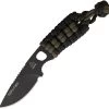 TOPS Tibo Fixed One Piece Blade Black Green Paracord Handle Neck Knife TIBO01PC -Knives = the best. TIBO01PC