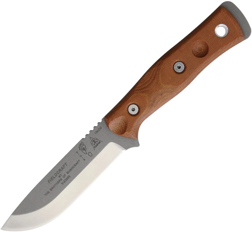 TOPS Fieldcraft BOB Fixed Hunter Scandi Grind Blade Tan Handle Knife BROS154TC 3 TOPS Fieldcraft BOB Fixed Hunter Scandi Grind Blade Tan Handle Knife BROS154TC
