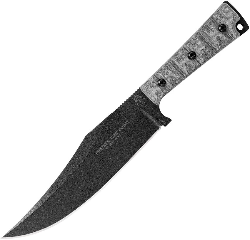 TOPS Prather War Bowie Fixed Black Blade Gray Rocky Mountain Handle Knife PWB01 3 TOPS Prather War Bowie Fixed Black Blade Gray Rocky Mountain Handle Knife PWB01
