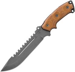 TOPS 13" Steel Eagle Delta Class Sawback Fixed Blade Tan Handle Knife SE107CDC