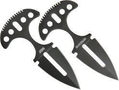 United Cutlery Set Of 2 Twin Black Finish One Piece Fixed Blade Push Daggers 1487B