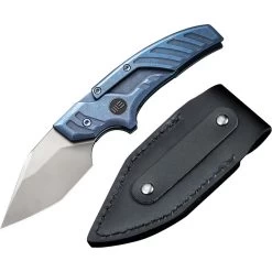 We Knife Typhoeus Folding Push Dagger Knife Blue Titanium CPM-20CV W/ Sheath 21036B3 -Knives = the best. WE21036B3 add 03