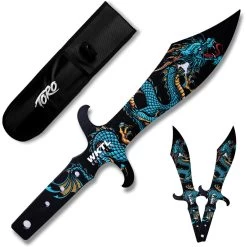 Toro Knives Tesoro Blue Water Dragon Black Stainless 3pc Throwing Knives Set 072 -Knives = the best. WKTL072 add 02