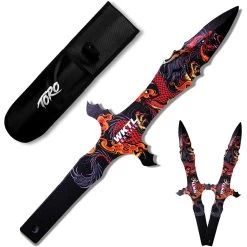 Toro Knives Grito Red Fire Dragon Black Stainless 3pc Throwing Knives Set 073 -Knives = the best. WKTL073 add 02