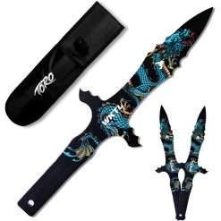 Toro Knives Grito Blue Water Dragon Black Stainless 3pc Throwing Knives Set 074 -Knives = the best. WKTL074 add 02
