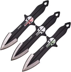 Z-Hunter Skull Black 3Cr13 Stainless Steel 3pc Throwing Knives W/ Sheath 0893