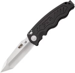 SOG Zoom Mini A/O Tanto Folding Satin Blade Black Folder Handle Knife ZM1003BX