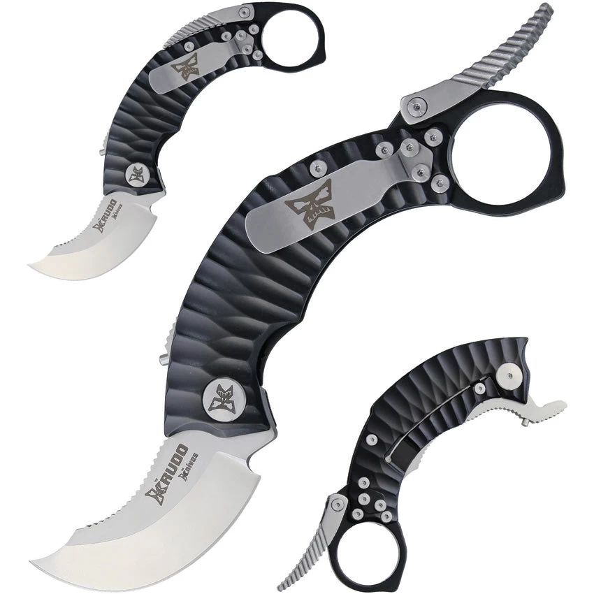 Krudo SNAG X Framelock Black Aluminum Karambit Finger Ring Folding Knife 344 4 Krudo SNAG X Framelock Black Aluminum Karambit Finger Ring Folding Knife 344 - Image 2